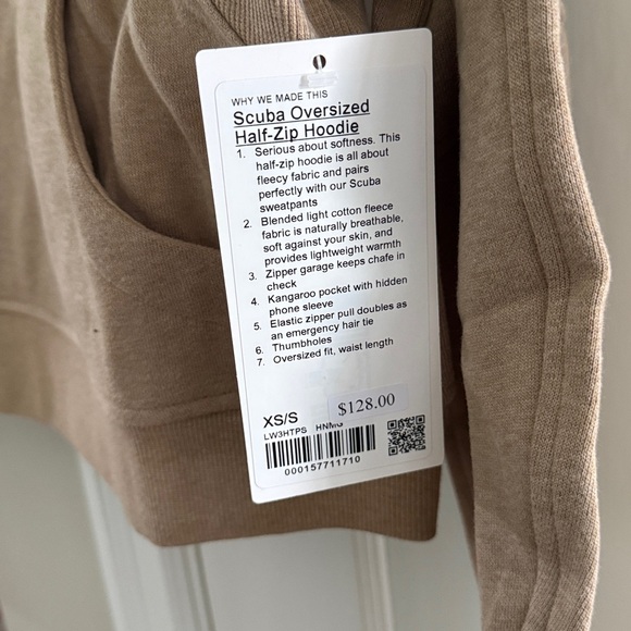NWT LULULEMON SCUBA OVERSIZED HALF-ZIP HOODIE Heathered Nutmeg Tan / Brown XS/S - Picture 2 of 3